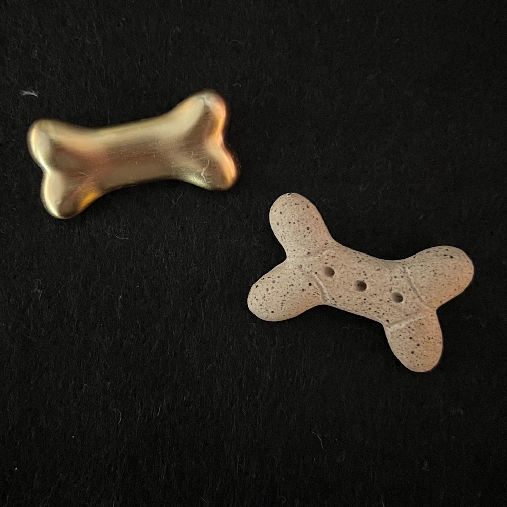 Dog Bone Pins, Pair